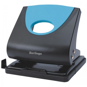 Дырокол Berlingo Office Soft, до 30 листов, пластик, синий, с линейкой (DDp_30162)