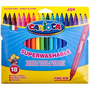 Набор фломастеров 18 цветов Carioca Joy (линия 1-2.6мм, смываемые) картонная упаковка (40555)