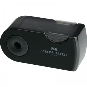 Точилка ручная пластиковая Faber-Castell Sleeve Mini (1 отверстие, с контейнером) черная (182710)