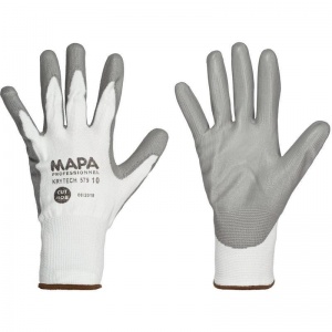 Перчатки защитные от порезов Mapa "Крайтек" 579, текстиль с п/у покрытием (облив), размер 10 (XL), белые, 1 пара