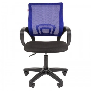 Кресло офисное Easy Chair 304 LT, ткань/сетка черно-синяя, пластик черный