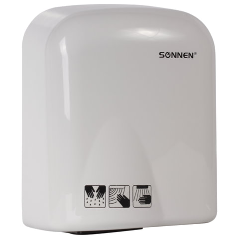 Сушилка для рук электрическая Sonnen HD-165, 1650Вт, пластик, белый (604191)