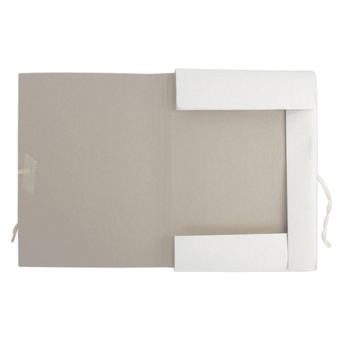 Папка с завязками картонная Brauberg (А4, 440 г/м2, на 200л., картон мелованный) белая, 100шт.