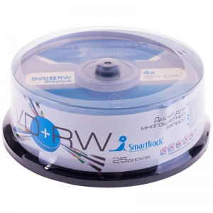 Оптический диск DVD+RW Smart Track 4.7Gb, 4x, cake box, 25шт. (ST000304)