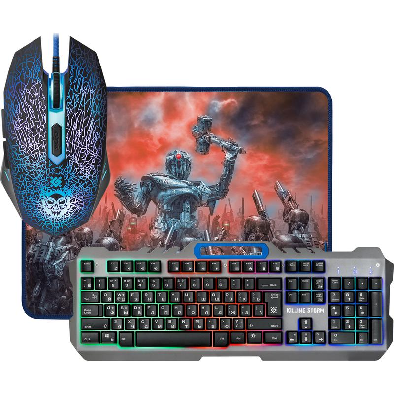 Набор клавиатура+мышь Defender Killing Storm MKP-013L, проводной + коврик (52013)