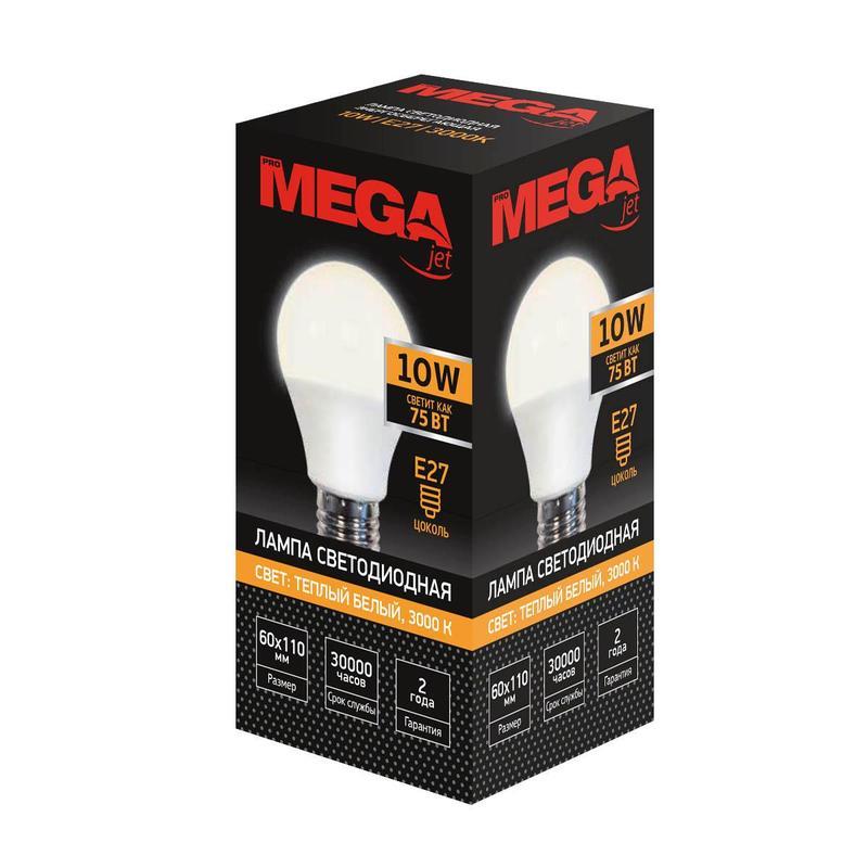 Лампа светодиодная ProMEGA (10Вт, E27, грушевидная) теплый белый, 10шт.