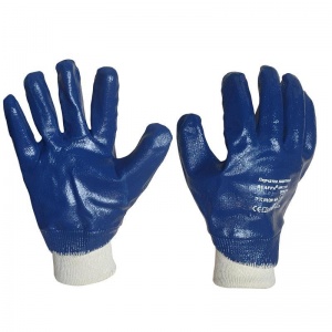 Перчатки защитные хлопковые Scaffa NBR1530, с нитрильным покрытием, синие, размер 9 (L), 1 пара