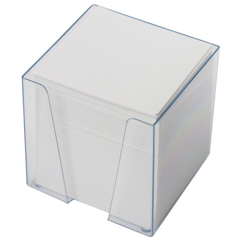 Блок-кубик для записей Brauberg, 90x90x90мм, белый, прозрачный бокс (122223)