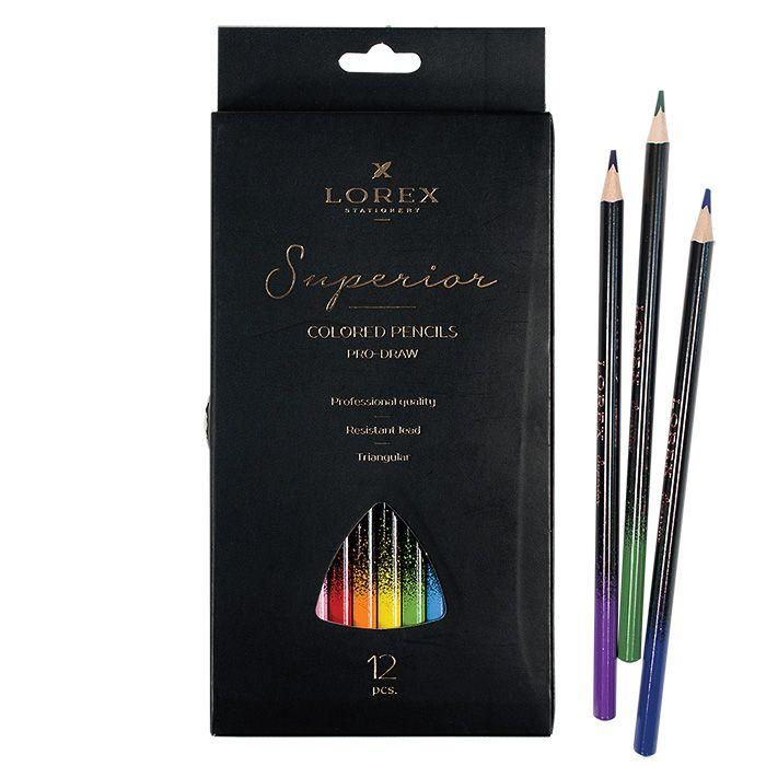 Карандаши цветные 12 цветов Lorex PRO-Draw Superior (3гр)