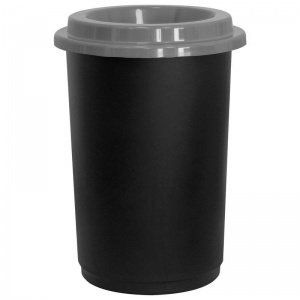 Контейнер для мусора 50л Idea "Эко", пластик черный, серая крышка, 420х420х590мм (М 2468)