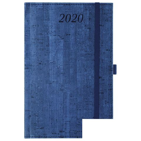 Ежедневник датированный на 2020 год А5 Brauberg Wood (168 листов) обложка кожзам &quot;благородное дерево&quot;, синяя (129705)