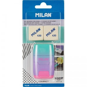 Набор ластик-точилка и 2 сменных ластика Milan Compact (каучуковые, 40х25х67мм) (BYM10451)