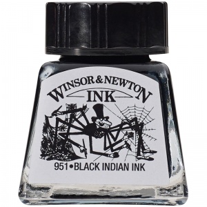 Тушь Winsor&Newton для рисования, черный, стекл. флакон 14мл (1005030)