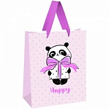 Пакет подарочный 26x32x12см MESHU "PandaGift_Pink", отд. фольгой, матовая ламинация (MS_45822)