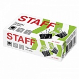 Зажимы для бумаг металлические Staff (25мм, до 100 листов, черные) в картонной коробке, 12шт. (224607)
