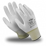 Перчатки защитные полиэфирные Manipula Specialist "Полисофт", полиуретановое покрытие (облив), размер 10 (XL), белые, 1 пара (MG-166)