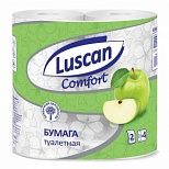 Бумага туалетная 2-слойная Luscan Comfort, белая с ароматом яблока, 4 рул/уп
