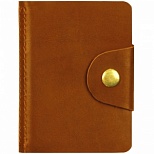 Визитница карманная OfficeSpace (на 18 визиток, натур.кожа, 100х70мм, на кнопке) светло-коричневый (312567)