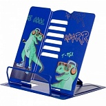 Подставка для книг №1 School "Динозавр", металл, синяя