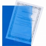 Папка-уголок Attache (A4, 180мкм, пластик, с карманом для визиток) синяя, 20шт., 16 уп.
