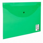 Папка-конверт на кнопке Staff (А4, до 100л., 150мкм, пластик) прозрачная зеленая, 45шт. (270468)