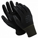Перчатки защитные нейлоновые Manipula Specialist "Микропол", полиуретановое покрытие (облив), размер 10 (XL), черные, 1 пара (TPU-12)