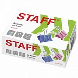 Зажимы для бумаг металлические Staff (41мм, до 200 листов, цветные) в картонной коробке, 12шт. (225159), 120 уп.