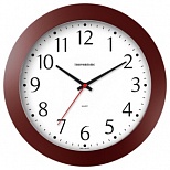Часы настенные аналоговые Troyka 51534510, круглые, 30x30x5, коричневая рамка (51534510)