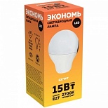 Лампа светодиодная Старт ECO LED (15Вт, E27, грушевидная) теплый белый, 10шт. (ECO LED GLS E27 15W30)