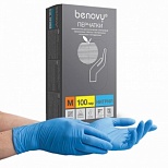 Перчатки одноразовые нитриловые смотровые Benovy Nitrile Chlorinated, размер M, 100 пар в упаковке, 10 уп.