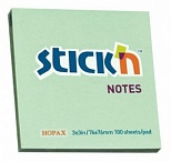 Стикеры (самоклеящийся блок) Hopax Stick'n, 76x76мм, зеленый пастель, 100 листов