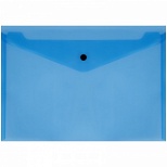 Папка-конверт на кнопке Стамм (А4, 150мкм, пластик) прозрачная, синяя (ММ-32273)