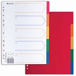 Разделитель листов пластиковый Brauberg (А4, на 5л., цветовой, оглавление) цветной (221846)