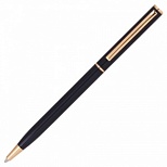 Ручка шариковая автоматическая Brauberg Slim Black (бизнес-класса, корпус черный, золотистые детали, синий цвет чернил) 25шт. (141402)