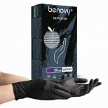 Перчатки одноразовые нитриловые смотровые Benovy Nitrile MultiColor, размер XL, черные, 50 пар в упаковке
