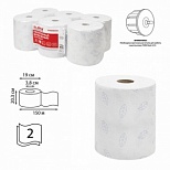 Полотенца бумажные для держателя 2-слойные Лайма H1 Premium, рулонные, белые с цв.тиснением, 6 рул/уп