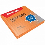 Стикеры (самоклеящийся блок) Berlingo Ultra Sticky, 75x75мм, в клетку, оранжевый неон, 80 листов (LSn_39714)