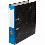 Папка с арочным механизмом OfficeSpace (70мм, А4, картон "под мрамор") черная, синий корешок (274411)