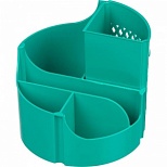 Настольный набор пластиковый вращающийся Attache Оптима (14 предметов) бирюзовый, 6 отделений