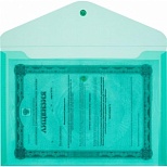 Папка-конверт на кнопке Attache (А4, 180мкм, до 120л., полипропилен) прозрачно-зеленая, 10шт., 10 уп.