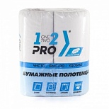 Полотенца бумажные 2-слойные 1-2-Pro, рулонные, 2 рул/уп, 12 уп.