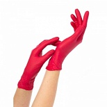 Перчатки одноразовые нитриловые смотровые NitriMax, нестерильные, неопудренные, размер S (6.5-7), красные, 50 пар