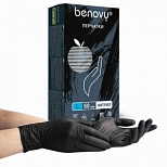 Перчатки одноразовые нитриловые смотровые Benovy Nitrile MultiColor, размер L, черные, 50 пар в упаковке