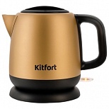 Чайник электрический Kitfort КТ-6111, 1 л, 1630Вт, сталь, золотистый/черный