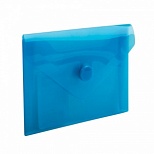 Папка-конверт на кнопке Brauberg (А7, 74х105мм, 180мкм, пластик) синяя (227323), 20шт.