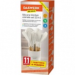 Набор силиконовых кухонных принадлежностей с деревянными ручками Daswerk 12 в 1, молочный (608193)