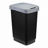 Контейнер для мусора 25л Idea "Твин", пластик черный, серая крышка, 470x260x330мм (М 2469)