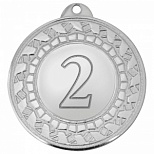 Медаль металлическая призовая 2 место 45мм, серебристая