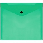 Папка-конверт на кнопке Стамм (А5 (190x240мм), 150мкм, пластик) прозрачная, зеленая (ММ-32278)
