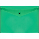 Папка-конверт на кнопке Стамм (А4, 150мкм, пластик) прозрачная, зеленая (ММ-32274)